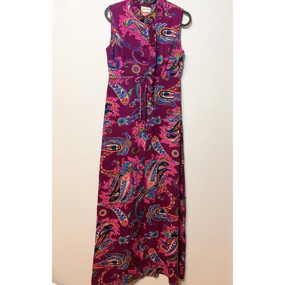 VNTG Liberty House Hawaii Paisley Boho Floral Psychedelic Floral Dress 70 XS S - Picture 2 of 9